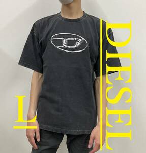 ディーゼル　Tシャツ　L　ロゴ　ブラック　新品定価20.900円　33B24　A15269 0TJAY 9XX T-BOXT-Q22　コットンジャージ　オーバルDロゴ