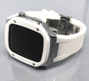 Newsh★アップルウォッチバンド ラバーベルト カバー　Apple Watch ケース　44mm 45mm