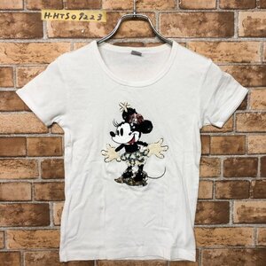 DISNEY ディズニー レディース キッズ スパンコール ミニーマウス 半袖Tシャツ 白