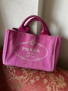 プラダ PRADA カナパ キャンバス トートバッグ ピンク