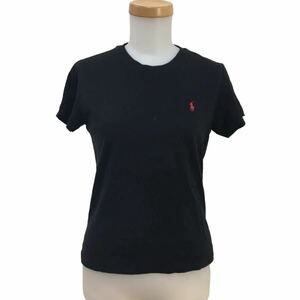 ND188-⑨ RALPH LAUREN ラルフローレン 半袖 Tシャツ トップス プルオーバー コットン 綿100% ブラック系 レディース M