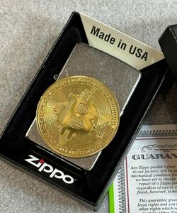 ■新品 ZIPPO USA輸入 ビットコイン 仮想通貨 ゴールド 暗号通貨 ライター ジッポー 喫煙具 メタル貼り U35