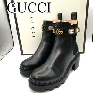 新品・未使用　GUCCI グッチ　サイドゴアブーツ　GG マーモント　ビジュー 箱付き　サイズ36　23㎝