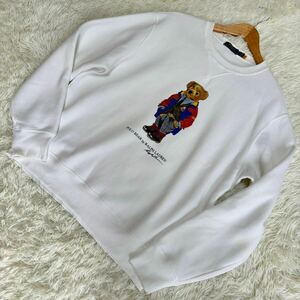 近年モデル 希少Lサイズ POLO RALPH LAUREN ポロラルフローレン ポロベア スウェット トレーナー 熊 クマ ホワイト 長袖 ロゴ プリント