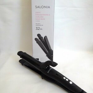 SALONIA サロニア 2WAY ストレート＆カールヘアアイロン オールブラック 32ｍｍ SL-002AB【PSEマークあり】【訳あり】38 00168