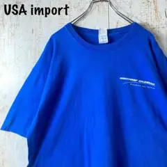 企業 ミリタリー 軍事 バックプリント Tシャツ ブルー XL アメリカ古着