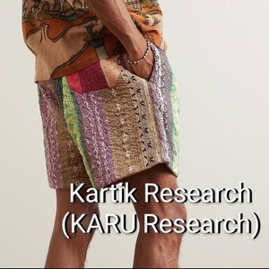 未使用品 Kartik Research 初期 KARU カンタ刺繍 ショートパンツ ハンドメイド コットン シルク ブロックプリント hand made in india 32