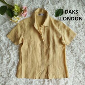 美品　DAKS LONDON ダックス　リネン　半袖　シャツ　マスタードイエロー