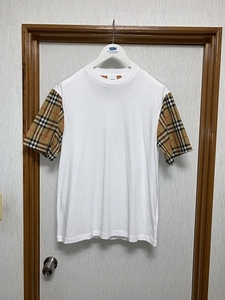 M 美品 2021 BURBERRY 袖チェック Tシャツ バーバリー