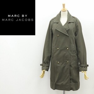 ◆MARC BY MARC JACOBS マークバイ マークジェイコブス ボアライナー付 コットン ダブル コート オリーブグリーン XS