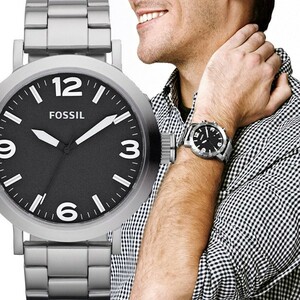 FOSSIL フォッシル JR1363 CLYDE Metal Mensブラック シルバー ビッグフェイス メンズ 腕時計