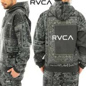 [新品] RVCA ルーカ パーカー フーディ バンダナ/ペイズリー柄 ビッグロゴ RVCAロゴ 撥水/防風 裏起毛 総柄プリント Mサイズ