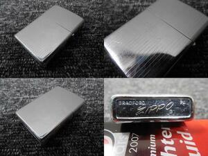 Zippo・ライター・ビンテージ・ストライプ・クロームメッキ / 筆記体文字ロゴ刻印 ・I・1973年頃