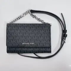 MICHAEL KORS ブラック マイケルコース　ショルダーウォレット MK柄