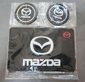 マツダ 滑り止めマット＋ドリンクコースター■CX-3/5/7/8 デミオ アテンザ アクセラスポーツ ロードスター RX-378 MAZDA3 プレマシー