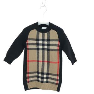 良好◆BURBERRY LONDON バーバリーロンドン ニットワンピース サイズ:3Y(98)◆ ブラック/ベージュ カシミヤ混 キッズ 子供服 長袖