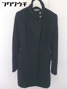 ■ ◎ MICHEL KLEIN ミッシェルクラン ベルト付き ウール混 長袖 コート サイズ38 ブラック レディース