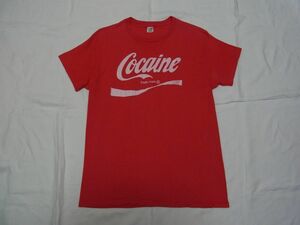 ☆ 70s USA製 ビンテージ COCAINE コカイン Tシャツ sizeL 赤 ☆古着 コカ・コーラ パロディ Hanes ヘインズ マリファナ ロック 80s OLD