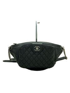 CHANEL◆ウエストバッグ/マトラッセ/ボディバッグ/レザー/BLK/黒/A98511/ココマーク