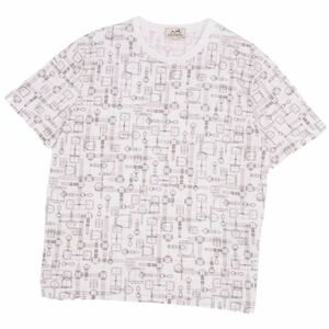 美品 エルメス HERMES Tシャツ カットソー 半袖 ショートスリーブ ホースビット 総柄 トップス メンズ M ホワイト cf05do-rm05f10275