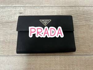 ★PRADA/二つ折り財布/ナイロン/レザー