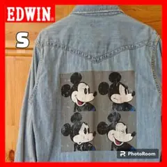 EDWIN ディズニー ミッキー ウエスタン デニム シャツ ライトブルー S