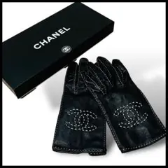 極美品✨箱付き CHANEL シャネル ココマーク ステッチ グローブ 黒