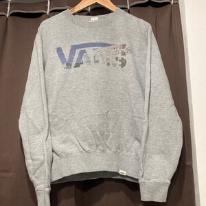 y584 VANS バンズ スウェット グレー トレーナー F フリー トップス 古着 スケーター スケボー ストリート 古着 短丈