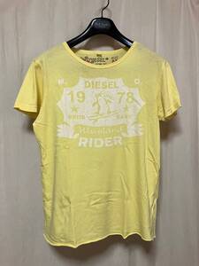 DIESEL ディーゼル プリント入り半袖Tシャツ 薄いイエロー M 中古品