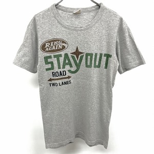 クリフメイヤー KRIFF MAYER Tシャツ 半袖 両面英字プリント 文字 『STAY OUT』 タイトフィット 日本製 綿100% M ヘザーグレー レディース