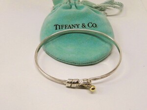 ♪yy3189-7 590 Tiffany & Co. ティファニー フック&アイ バングル SILVER 925 750 (K18) 刻印あり アクセサリー 腕周り約17cm 保存袋付き