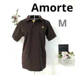 【美品A】Amorte ポロシャツ 半袖 ブラウン M メンズ