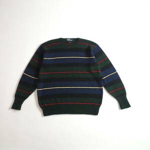 ラルフローレン　Ralph Lauren　ウール１００％　ニット　セーター　マルチボーダー柄　美品　メンズ