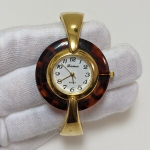 Lamue ラムー べっ甲風 ブレスレット型 腕時計 レディース クォーツ 当時物 ヴィンテージ 昭和レトロ 現状品 