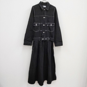 Graphpaper 新品 Belted Denim Dress GL203-60159B 定価57200円 サイズ0 ワンピース ブラック グラフペーパー 4-0325M F95649