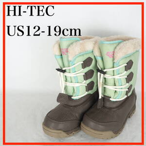 EB6254*HI-TEC*ハイテック*キッズスノーブーツ*US12-19cm*茶・水色系