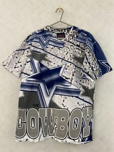 Dallas Cowboys Tシャツ M 総柄 ダラス・カウボーイズ NFL ビンテージ 90s MADE IN U.S.A. MAGIC JOHNSON 1994 AMERICA