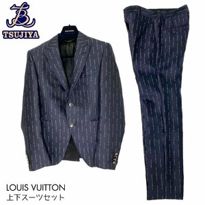 ◆大幅値下げ！◆LouisVuitton ルイヴィトン　メンズスーツ　キング牧師演説プリント　ネイビー　サイズ48/36　中古AB/B【辻屋質店A1087】