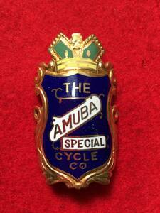 デッドストック品 未使用 自転車 旧車 ヘッドマーク エンブレム THE AMUBA SPECIAL CYCLE CO 当時物 金属製 王冠 マーク パーツ 部品 廃盤