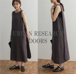 URBAN RESEARCH DOORS アーバンリサーチ 23SS コットンラップライクストレートワンピース ガーゼのようなナチュラルコットン生地 ポケ付 M