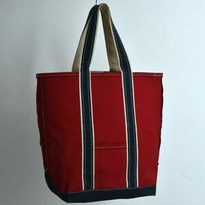 バキバキ！ 希少！ トールサイズ！ 80s L.L.Bean デラックス BOAT AND TOTE キャンバス ギザタグ トートバッグ ビンテージ レッド ネイビー