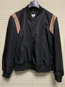 新品【 BURBERRY バーバリー 】アイコンストライプトリム ボマージャケット L ナイロンジャケット ボンバージャケット MA-1 MA1 ブラック