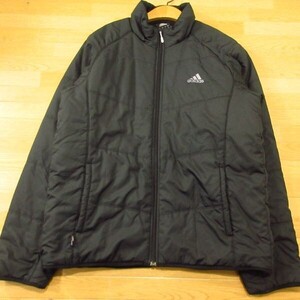 ◎良品！adidas アディダス◆厚手 ナイロンジャケット 撥水 中綿 防寒 あたたかい！◆メンズ 黒 XLサイズ◆AA1458