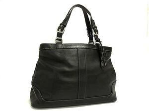 1円 ■極美品■ COACH コーチ 7468 レザー ハンドバッグ トートバッグ レディース メンズ ブラック系 FL3183