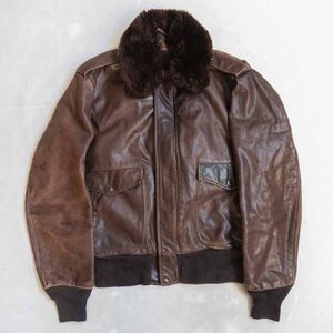 【雰囲気抜群/ビッグサイズ】SCHOTT【184SM/type G-1 レザー フライト ジャケット】44 アメリカ製 ブラウン ショット 25010078