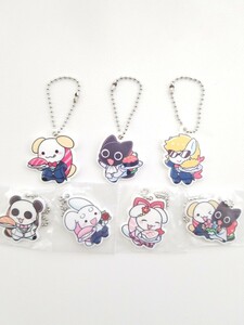 ☆新品くら寿司すしペットラバーアクセサリー7種setしゃりわんこ/しゃりパンダ/えびリボン/ぐんかんにゃんこ/しゃりうさぎ/えび天わんこ☆