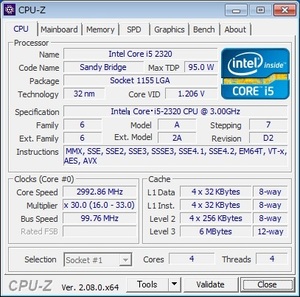 INTEL Core i5-2320 (3.00 GHz) LGA1155 ★中古正常品★ (1)