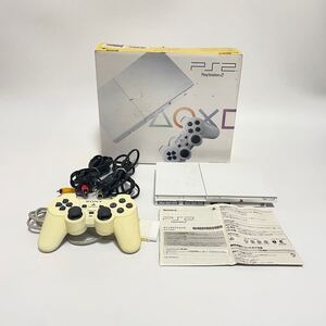 PS2 本体 プレイステーション2 SCPH-90000 CW セット+コントローラー　レトロ 希少品 箱付　札OR01