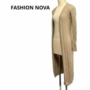 1円〜(b9)FASHION NOVA カーディガン　セーター　ロング　アウター　ベージュ レディース　体型カバー