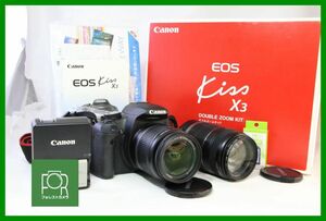 良品■到着後即使える■Canon EOS Kiss X3 /EF-S 18-55mm IS+55-250mm■バッテリー・チャージャー・4GB SDカード・箱付き■■EEE2533